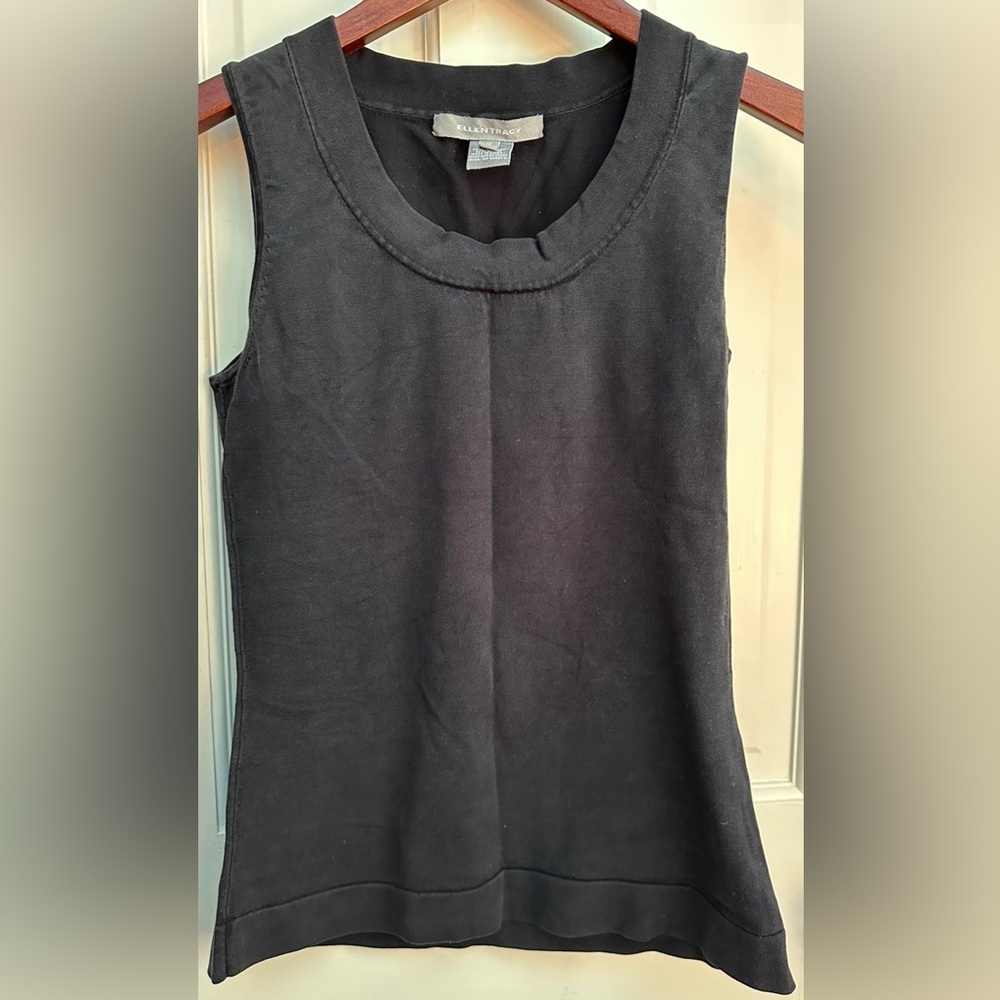 LADIES Ellen Tracy Vintage Black Sleeveless Tank Shirt - XS